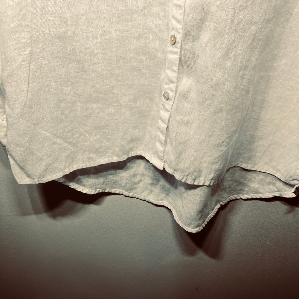 Sigrid Olsen Tunic Blouse White Linen Button Up Beachy Coastal Vacation  M - Picture 3 of 8